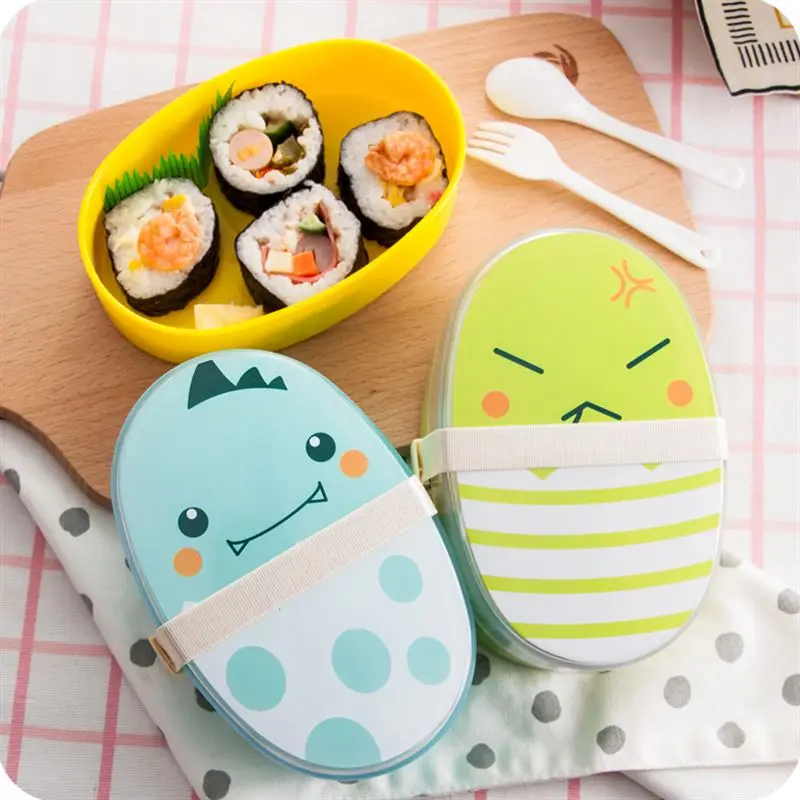 

Multifunction 2 Layer Cartoon Lunch Box Creative with Elastic Bandage Snack Box Portable with Compartments Microwave Tableware