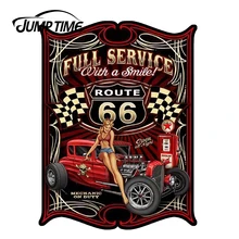 JumpTime 13cm x 9.8cm Menina Quente Texaco Rota 66 Hot Rod de Serviço Completo Com UM Sorriso Menina Pinup adesivo 3D Decalque Do Carro Película Protetora(China)