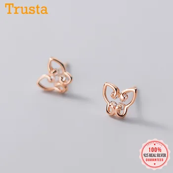 

TrustDavis Real 925 Sterling Silver Fashion Sweet Insect Butterfly CZ Stud Earrings For Women Daughter Girls Jewelry Gift DA1904