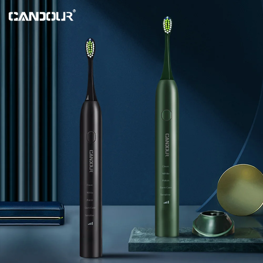 

CANDOUR Sonic Electric Toothbrush Upgraded Automatic Rechargeable Tooth Brush Waterproof Replacement Brush Heads Gift CD-5133