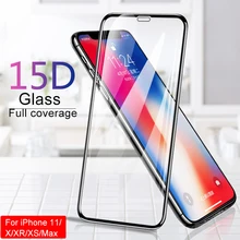 15D закаленное стекло для iPhone X 7 8 6 Plus защита экрана полное покрытие защитное стекло для iPhone XR XS 11 Max 6 7 пленка