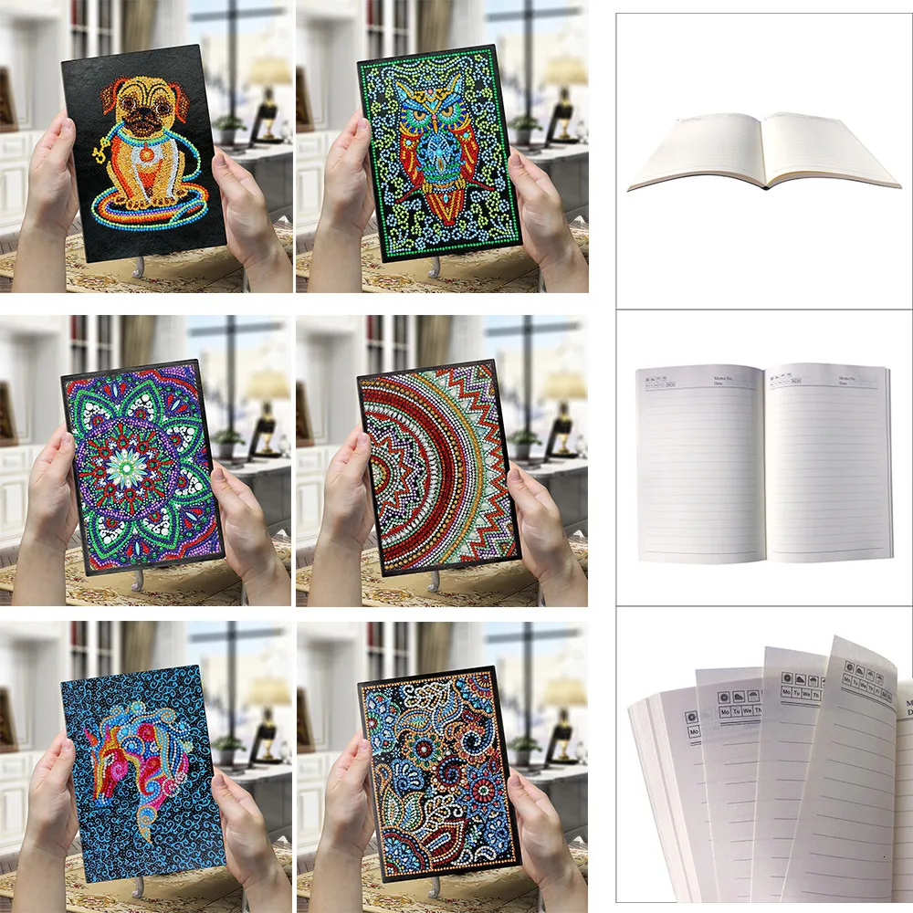 

HUACAN New Arrival 5D DIY Diamond Painting Special Shaped Notebook Animal Embroidery Cross Stitch Mandala Christmas Gift