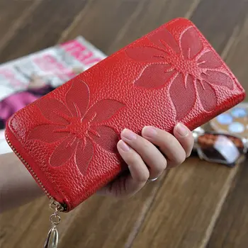 

Fashion Women Leather Flower Wallet Long Card Holder Zipper Purse Bag Handbag