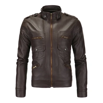 

Herobiker Motorcycle Jackets Men Vintage Retro Biker PU Leather Jacket Casual Punk Classical Windproof Moto Jacket, 3 Colours
