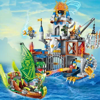 

Enlighten Pirate Ships Model Compatible Warship Boats Castle Pirates Medieval Figures Small Building Blocks Toys gift