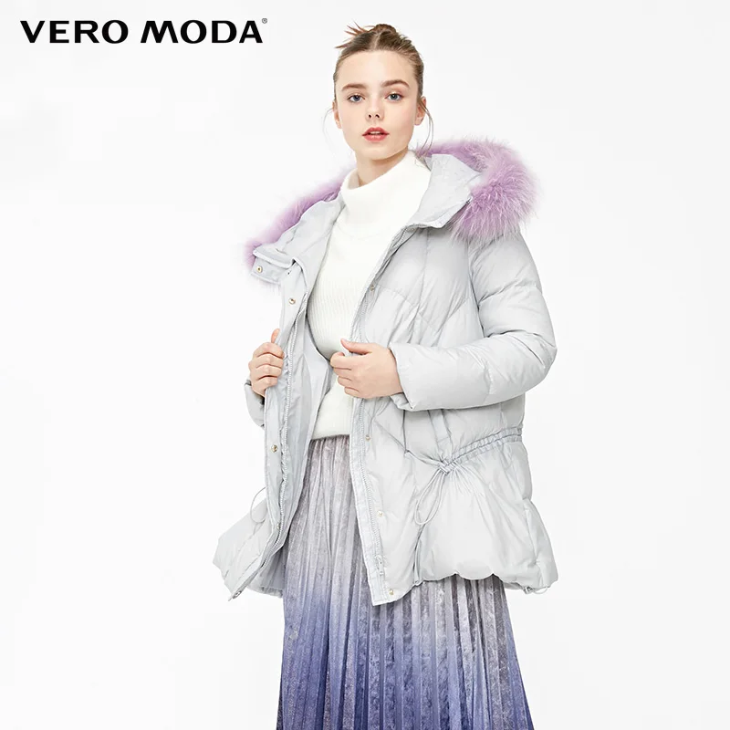 Vero Moda Съемная енотовым мехом капюшоном пуховая куртка пальто женская| 318423539