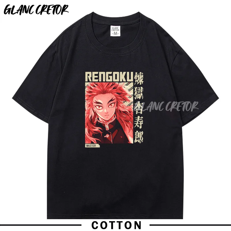 Kimetsu no Yaiba T Shirt Men Cartoon Anime Manga Printed Tee Shirts Summer Loose Cozy Japanese Harajuku Couple Streetwear | Мужская