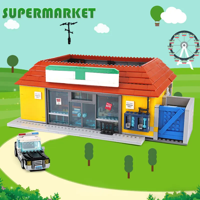 Кино архитектура Симпсоны Kwik-E-Mart модель совместима с 71016 16004 строительные блоки набор детский подарок игрушки Кирпичи