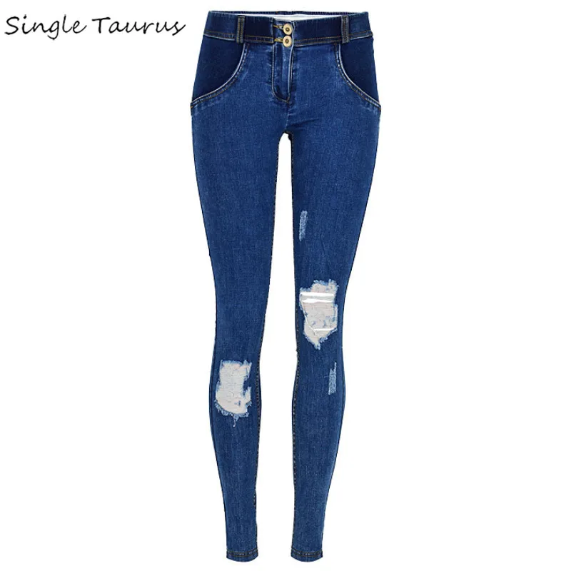 Сплайсированные цветные джинсы с эффектом пуш-ап женские модные уличные обтягивающие джинсы с заниженной талией джинсовые штаны с дырками до колена Mujer смягчитель Spodnie Damskie