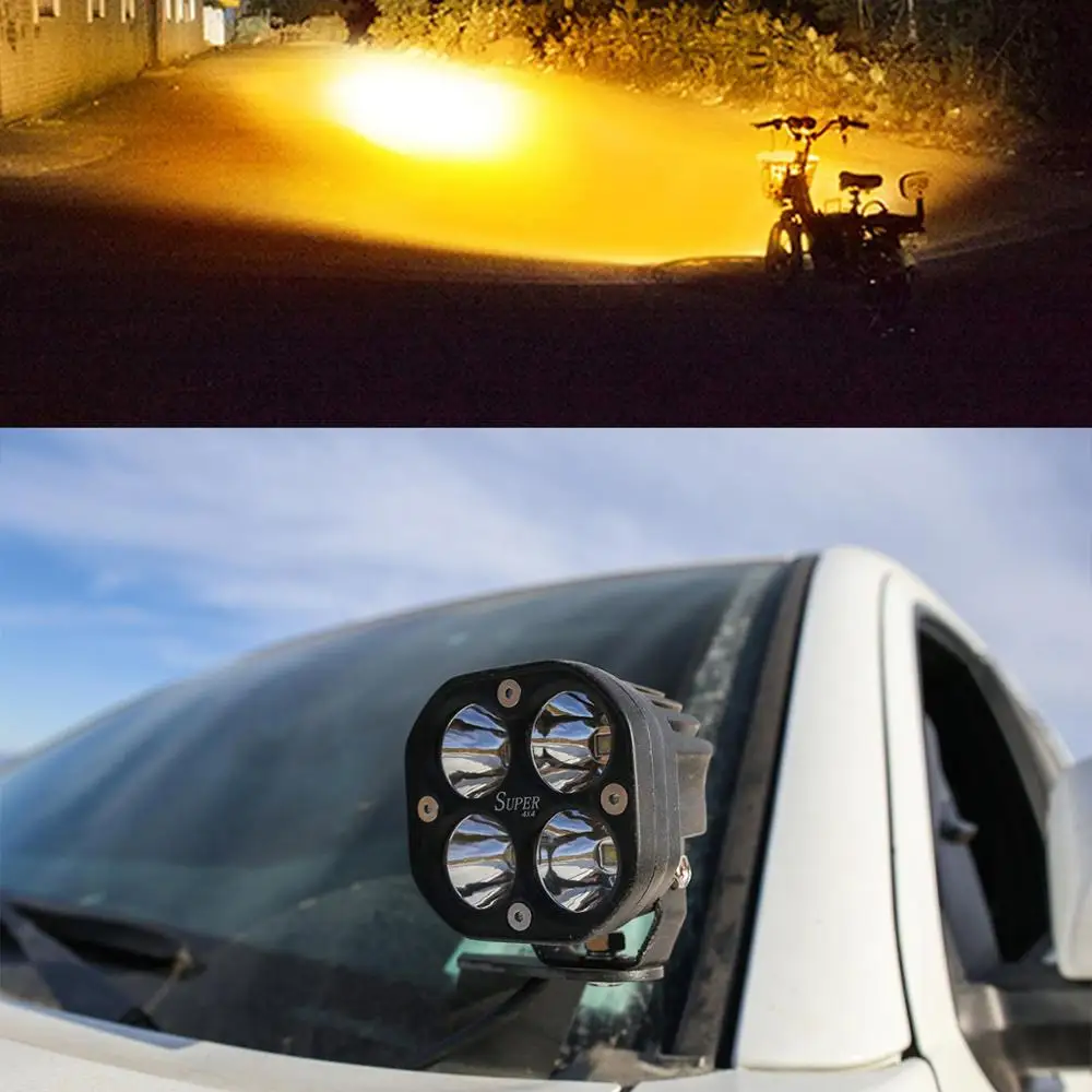 2 шт. 40 Вт Светодиодный рабочий вождения внедорожный светильник 12 В Точечный светильник белый янтарь для грузовика трактора внедорожника пикап F150 4X4 4WD светодиодный светильник