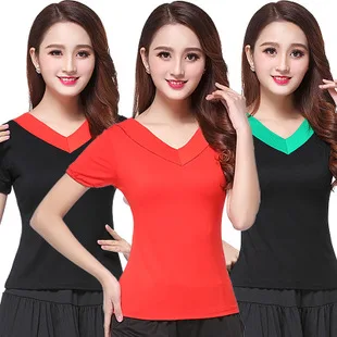 Yi Fei Vatican Square Dance Modal Tops Short Sleeve Spring And Summer Gymnastic Dancing Clothing Middle-aged Women's Dancing Dre