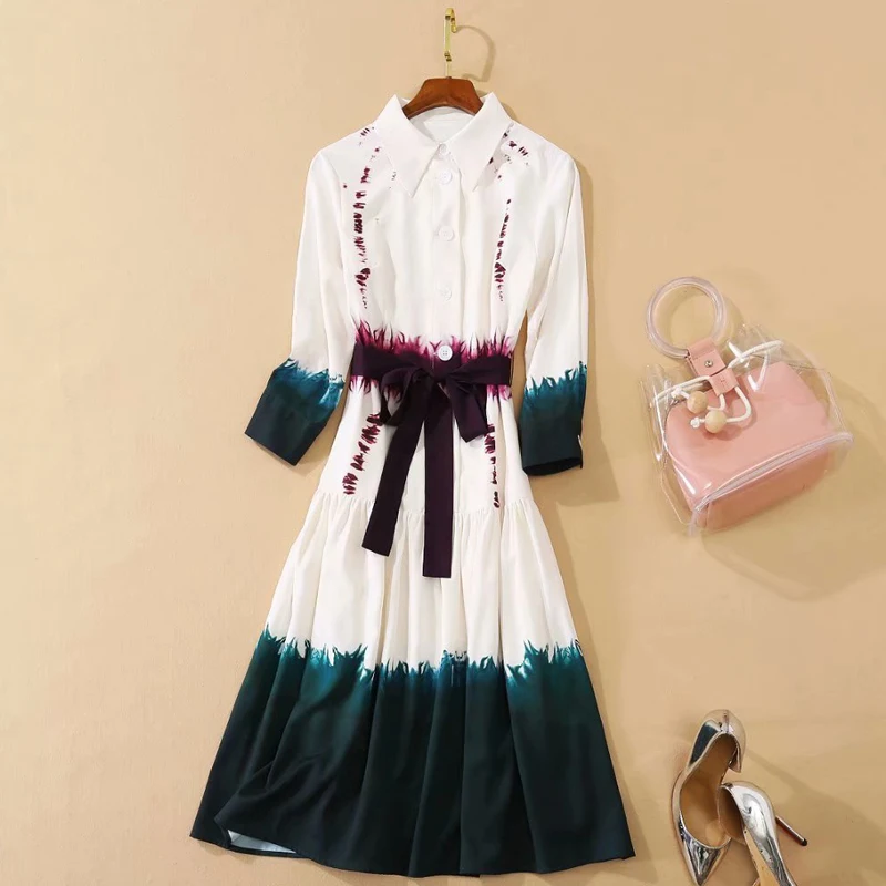 SEQINYY Causal White Dress 2020 Ealry Autumn