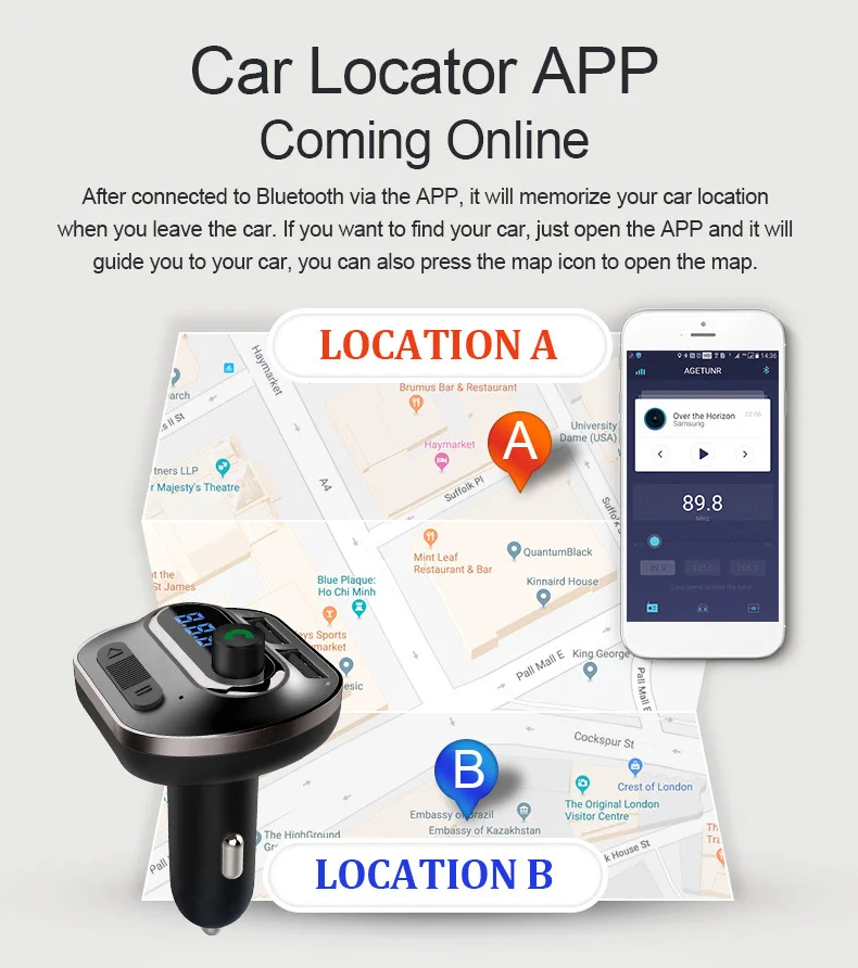 Новинка T19 Автомобильный Bluetooth Handsfree телефон автомобильное зарядное устройство Автомобильный Bluetooth MP3 плеер Авто аксессуары XC-122