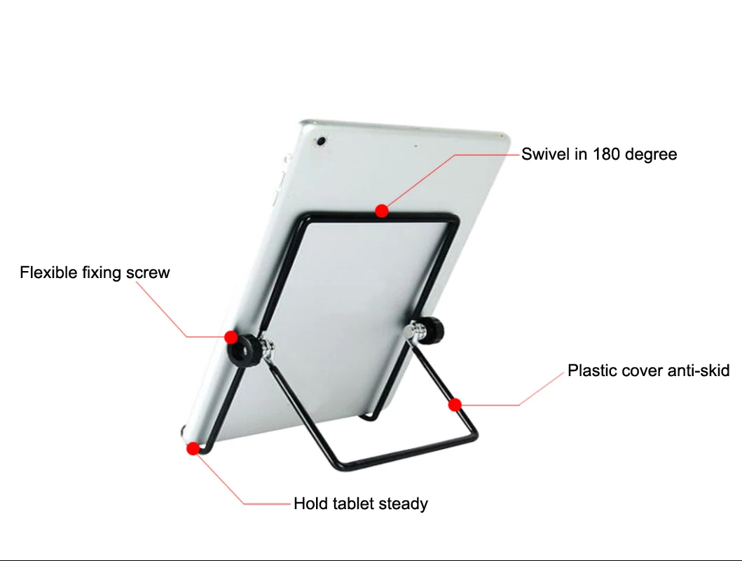 Foldable adjustable metal tablet pc stand holder