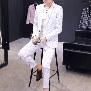 

Casual Suit MEN'S Outerwear Korean-style Trend Slim Fit Handsome Suit MEN'S Suit South Korea British-Style Formal Dress Two-Piec