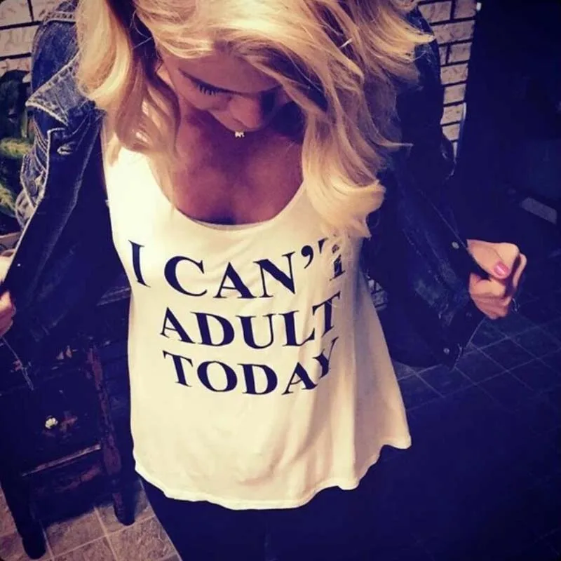Майка для женщин с надписью I Can't adoll Today модные забавные принты надписями летние