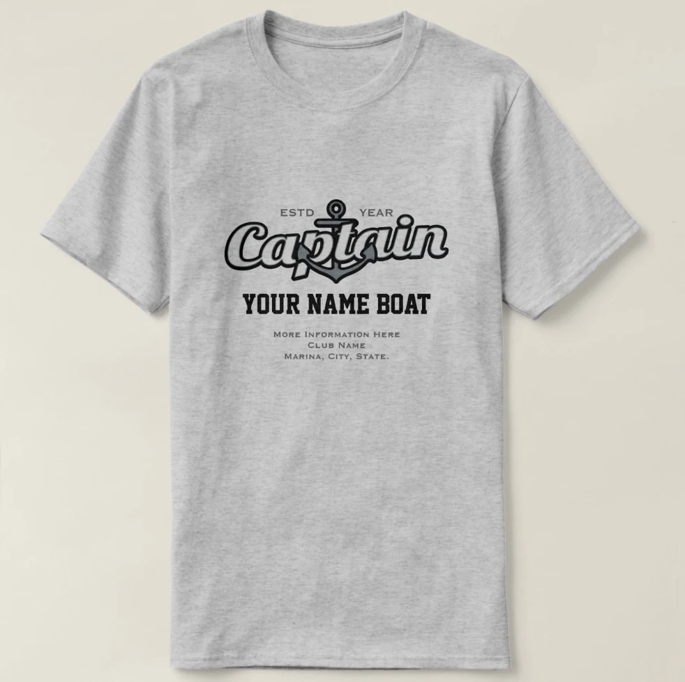 2019 Printed Men T Shirt Cotton Short Sleeve Personalized Captain Name Boat Year and More T-Shirt Women tshirt |