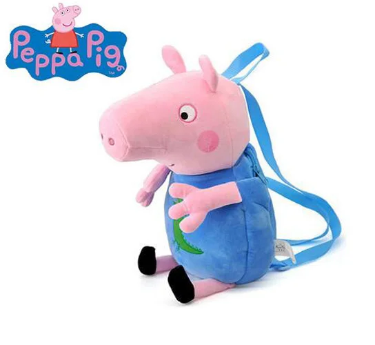 01 Горячая 1 шт. прибытие подлинный Свинка Пеппа PEPPA Джордж плюшевый рюкзак высокое качество мягкая плюшевая мультяшная сумка кукла для детей Детский подарок - Цвет: 01