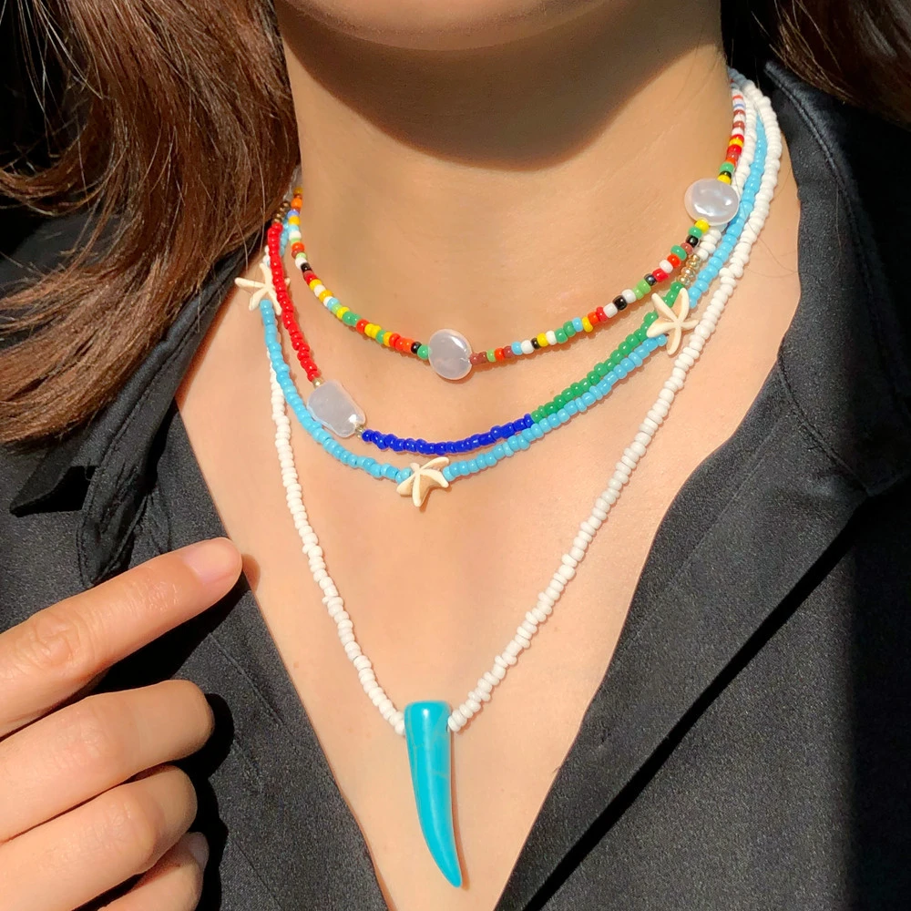 de gargantilla de cuentas de semillas hecho a mano joyería de moda para múltiples collares de para mujer, accesorios para fiestas en la playa|Collares de cadena| - AliExpress