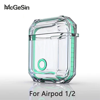 

For Airpods 1/2 Earphone Box Case Cover Shockproof Protection Cover High Clear Transparent Soft TPR Headphone Protective Cover