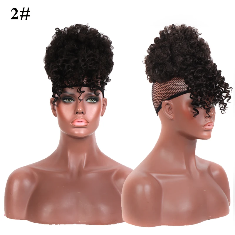Extensões de Cabelo Rabo de Cavalo com Franja Sintético Africano-americano Envoltório Curto 6 Extensões de cabelo sintético com rabo de