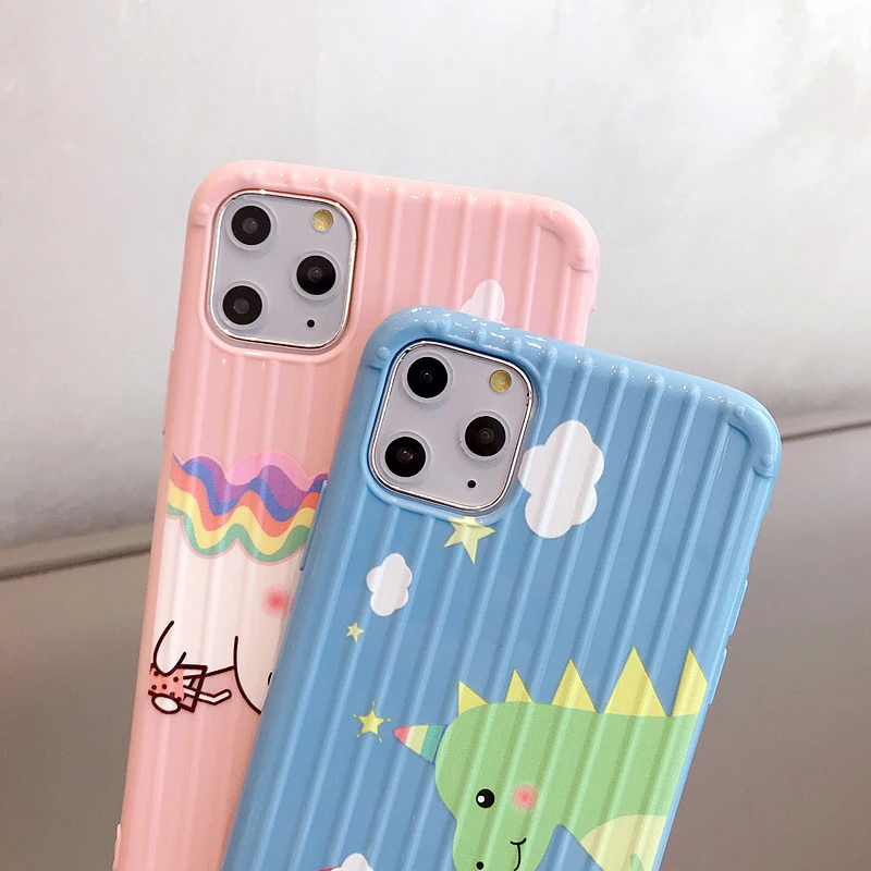 Чехлы с рисунком динозавра для iPhone 11Pro Max X 7 8 6 6S Plus 3D полосатая мягкая ТПУ задняя крышка для iPhone 11 XS Max XR чехол Coque