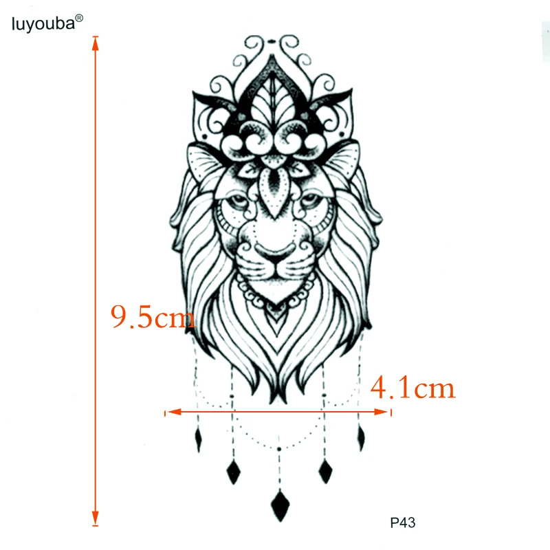 Женская футболка со львом Тотем временная татуировка тело наклейки на ногти флэш тату животные татуажи временная татуировка Хна