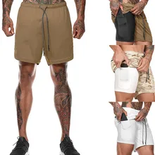 Мужские шорты 2 в 1 для пробежки, спортзала, фитнеса, тренировок, быстросохнущие пляжные шорты, мужские летние спортивные тренировочные штаны, одежда