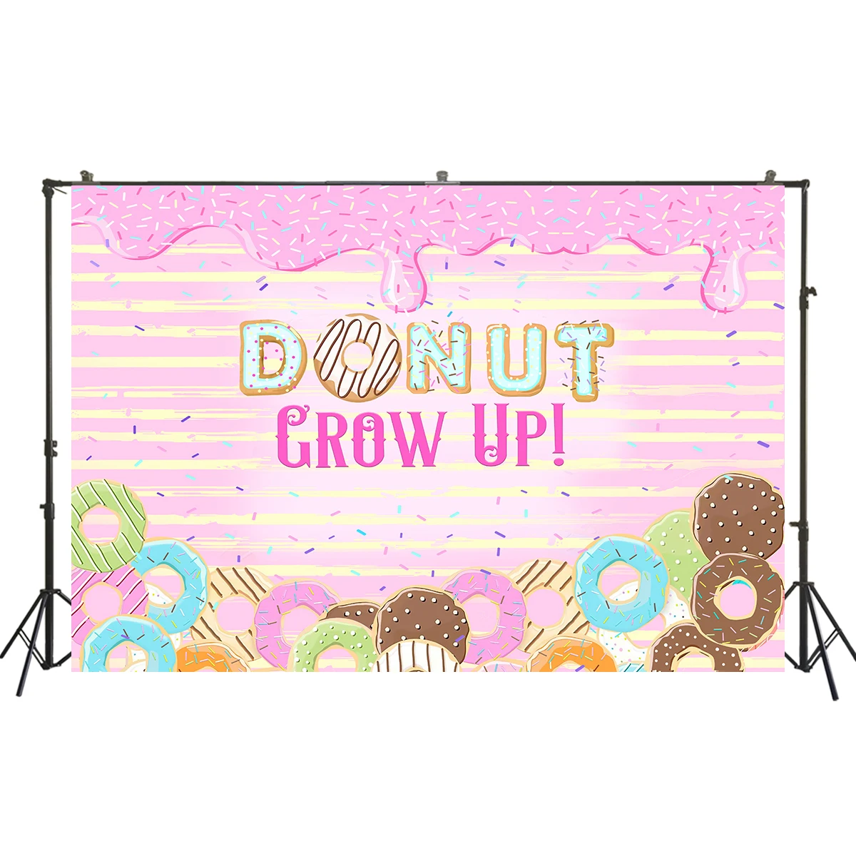 Donut Grow Up Backdrop Sweet Pink Donuts Birthday Party Background Baby Girl Shower Cake Table Banner Photo Studio Props W-3387 |
