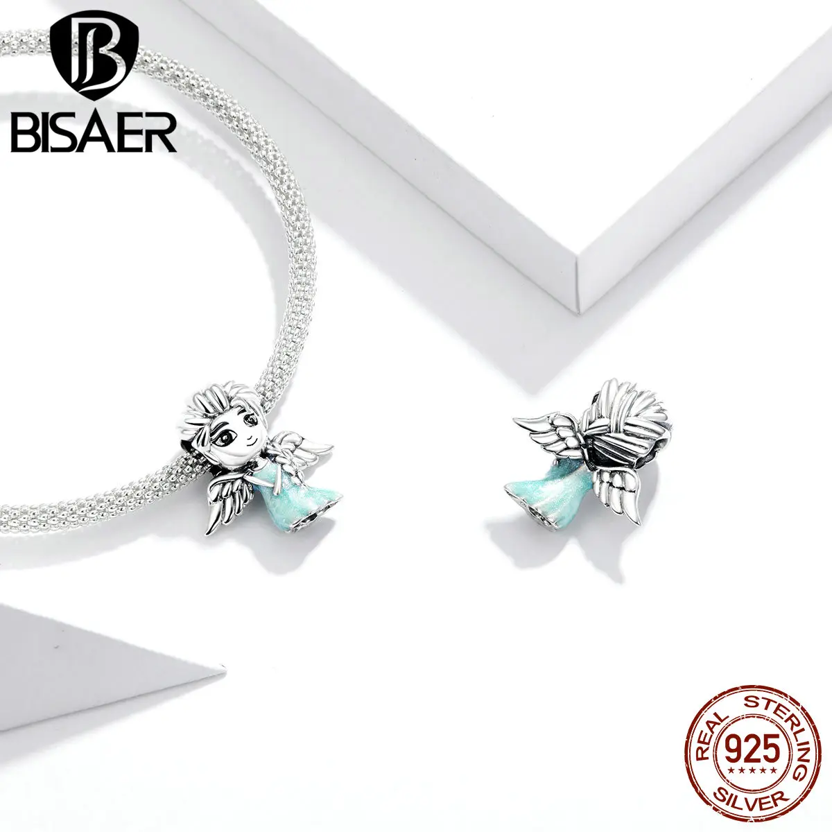 BISAER Аутентичные 925 стерлингового серебра Снежная Фея Бусины Очарование