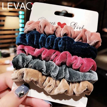 

Levao 5PC Velvet Scrunchie Girls Elastic Hair Rubber Band Accessories Gum For Women Tie Hair Ring Rope Ponytail Holder Headdress