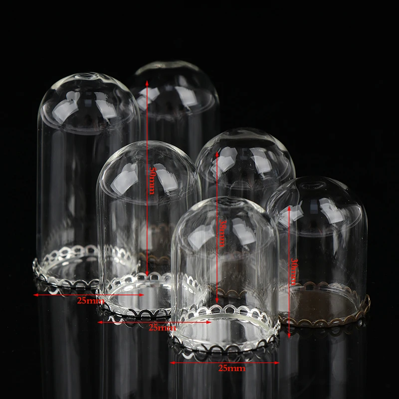 1Pc 1:12 Dollhouse Miniature Decor Flower Display Glass Display Bell Jar with Base Dollhouse Decoration Accessories 6
