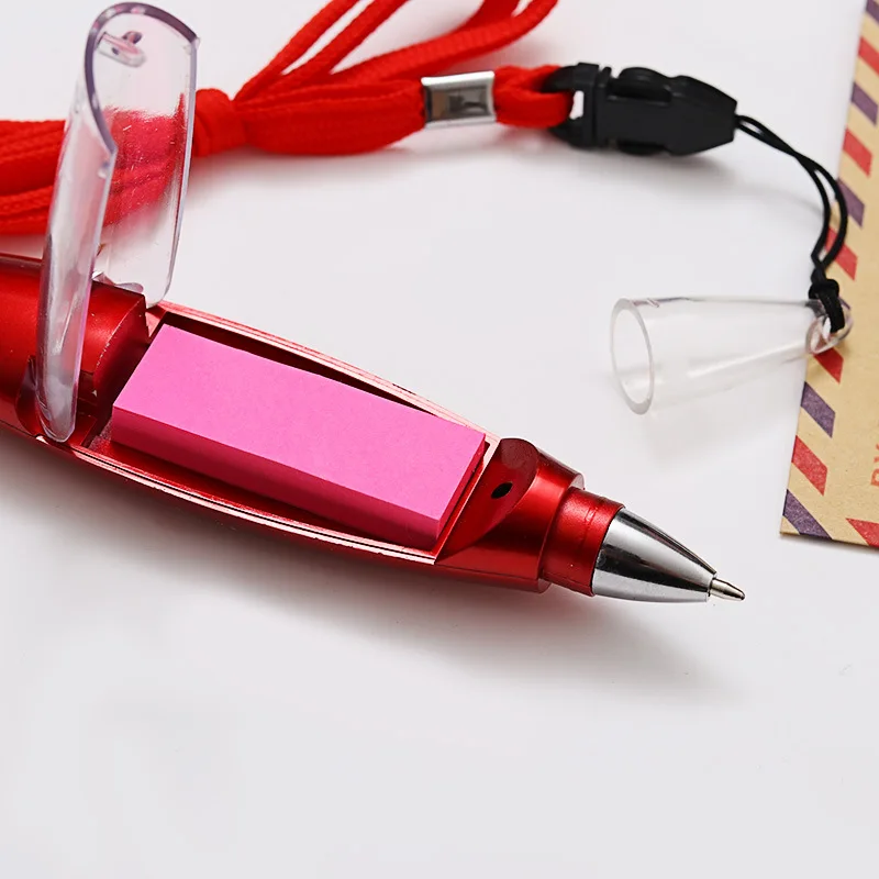 Multifunction Pen Ink Ballpoint Pen Multifunctional Ballpoint Pen Creative Stationery Sticky Notes Lanyard LED Light Pen 1pc