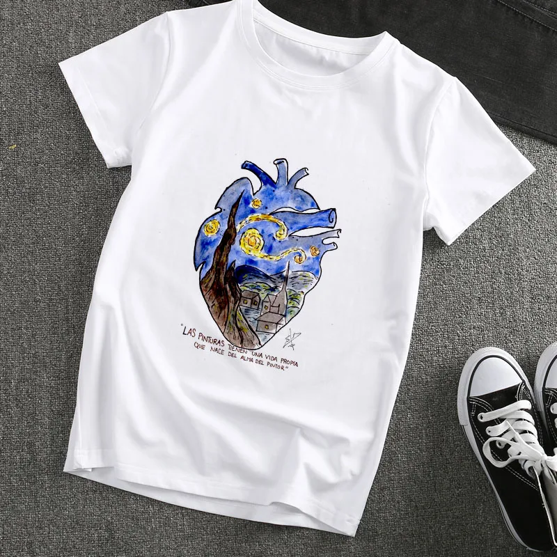 New Harajuku summer T shirt Women Van Gogh Art Oil Painting t shirt Fashion tshirt female aesthetics Tees Tops clothing