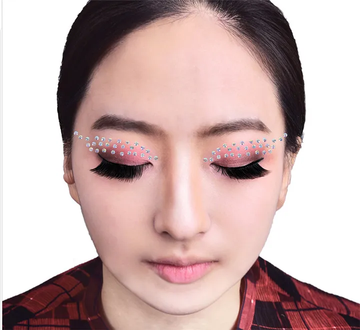 1   New Face Stickes Drill Acrylic Crystal Stick Beauty Makeup Party Decoration Resin Colorful Rhinestone Crystal Face Stickers