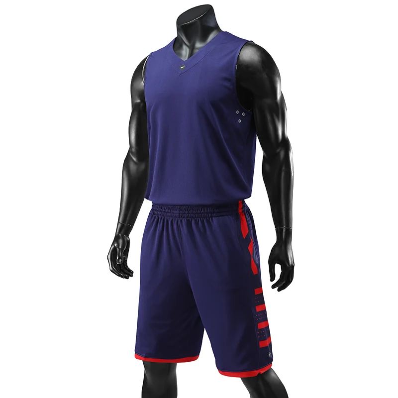 Мужские костюмы баскетбольные на заказ DIY Униформа Спортивная тренировочная Джерси баскетбольные наборы быстросохнущие без рукавов Спортивные топы+ шорты - Цвет: navy blue