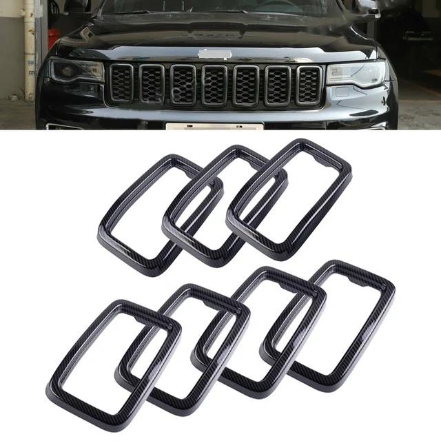 $83.71 DWCX ABS Carbon Fiber Black Car Front Grille Inserts Ring Cover Trim Decorative Frame Fit for Jeep Grand Cherokee 2017 2018 2019