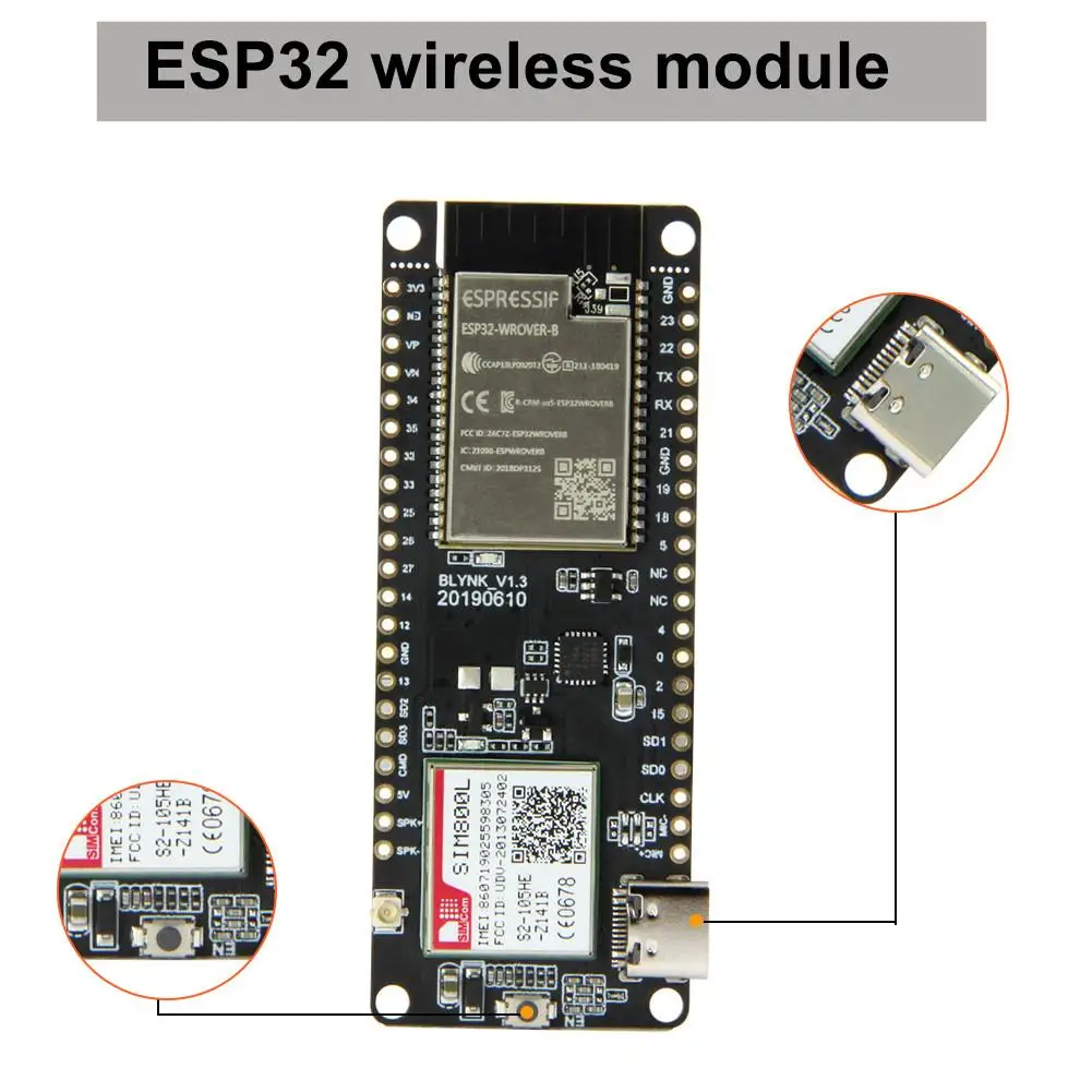 

T-Call V1.3 ESP32 Wireless Module GPRS Antenna SIM Card SIM800L Module