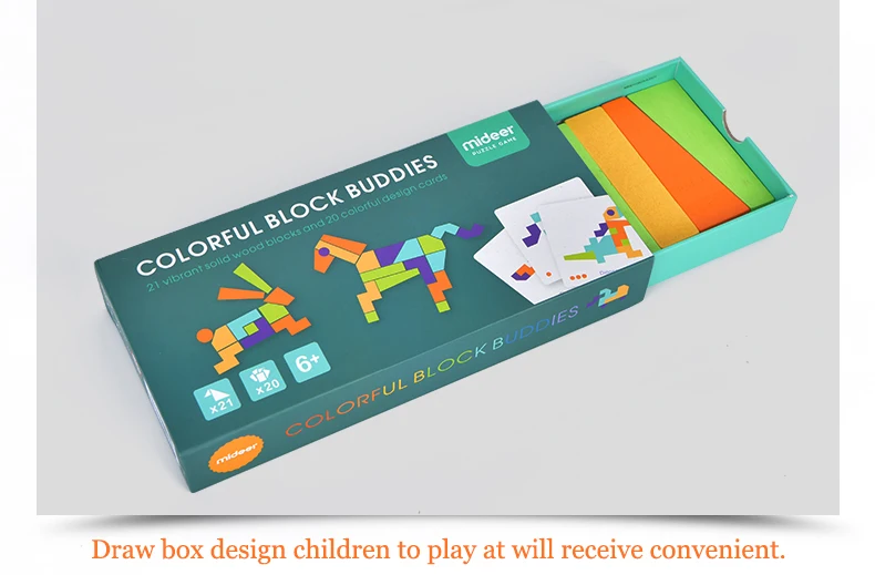 MiDeer Детские Игрушки Tangram раннее образование 6Y+ Красочные Творческие математические деревянные воображения безопасности интеллект блоки игрушки - Цвет: Tangram Jigsaw