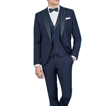 

Navy Blue 3 Pieces Groom Suits Tuxedos Custom Made Italian Slim Fit Man Suit for Wedding Prom Suits Wedding Tuxedo for Man