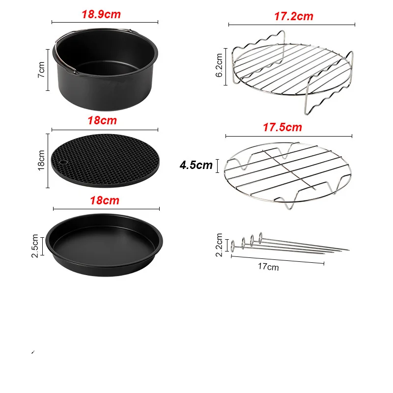Air Fryer Accessories for Gowise Phillips Cozyna and Secura Set of 5 Fit all Airfryer 3.7QT-4.2QT-5.3QT 5.8QT air fryer