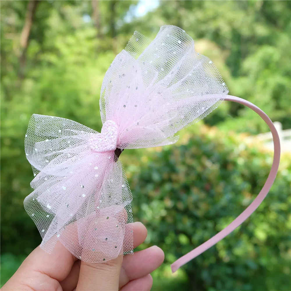 Mädchen Glänzende Schleifen Haarband Farbe Garn Stirnband Prinzessin Kopfbedeckung Student Mode Haarband Niedliche Kopfschmuck Kinder Haarschmuck – Detail 8