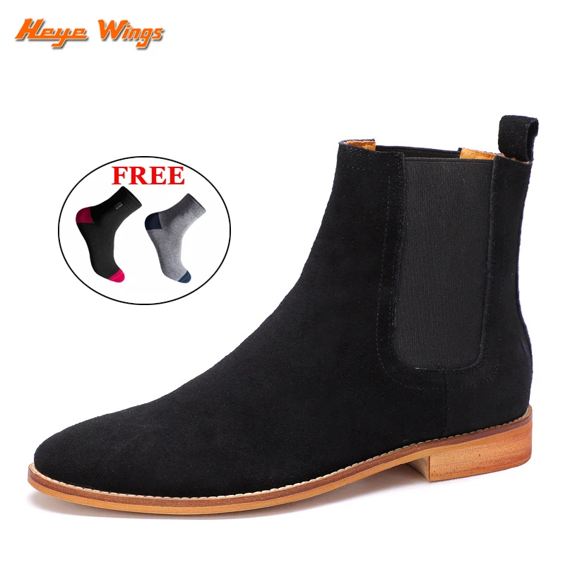

Fashion style Chelsea boots men martin boots size 47 48 solid color men's ankle boots with quality sock gift
