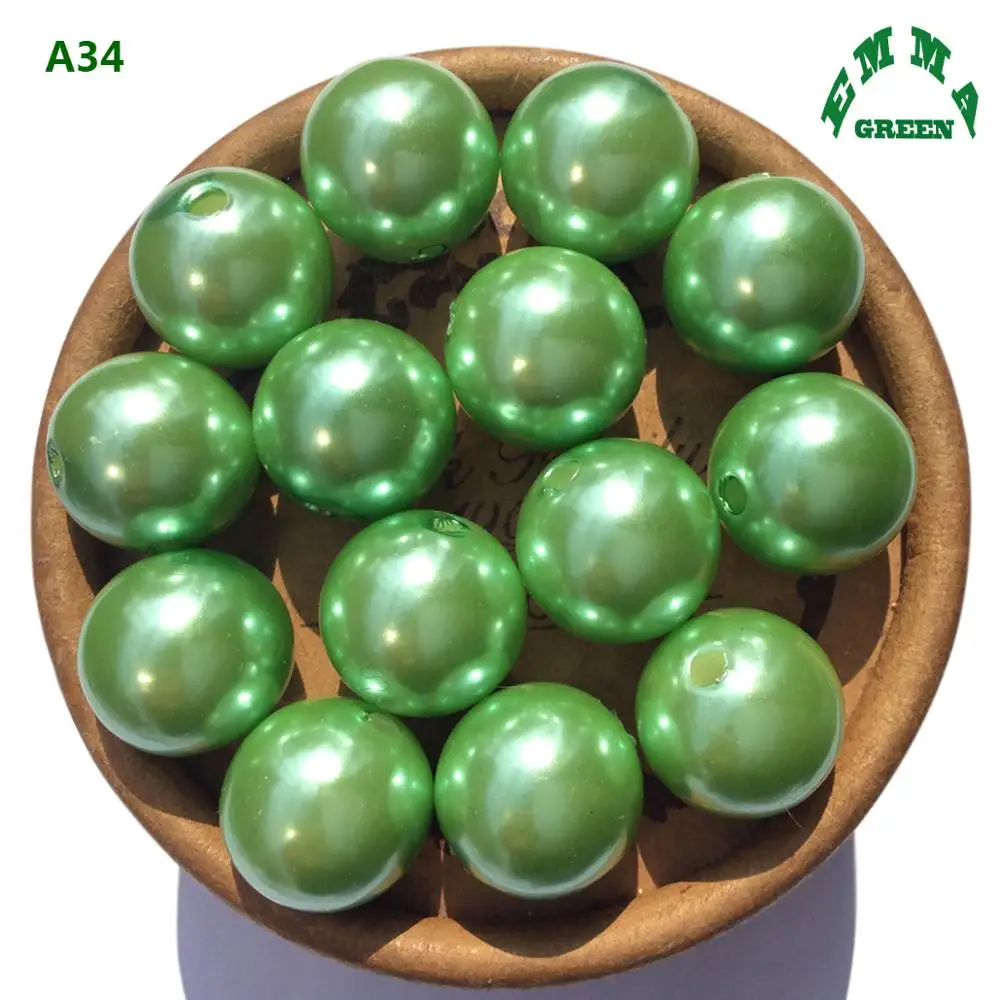 Beads for Jewelry Making Pearl Beads A34 6mm to 30mm Green abs Pearls Bead Acrylic Beads Round Chunky Bead Loose Beads