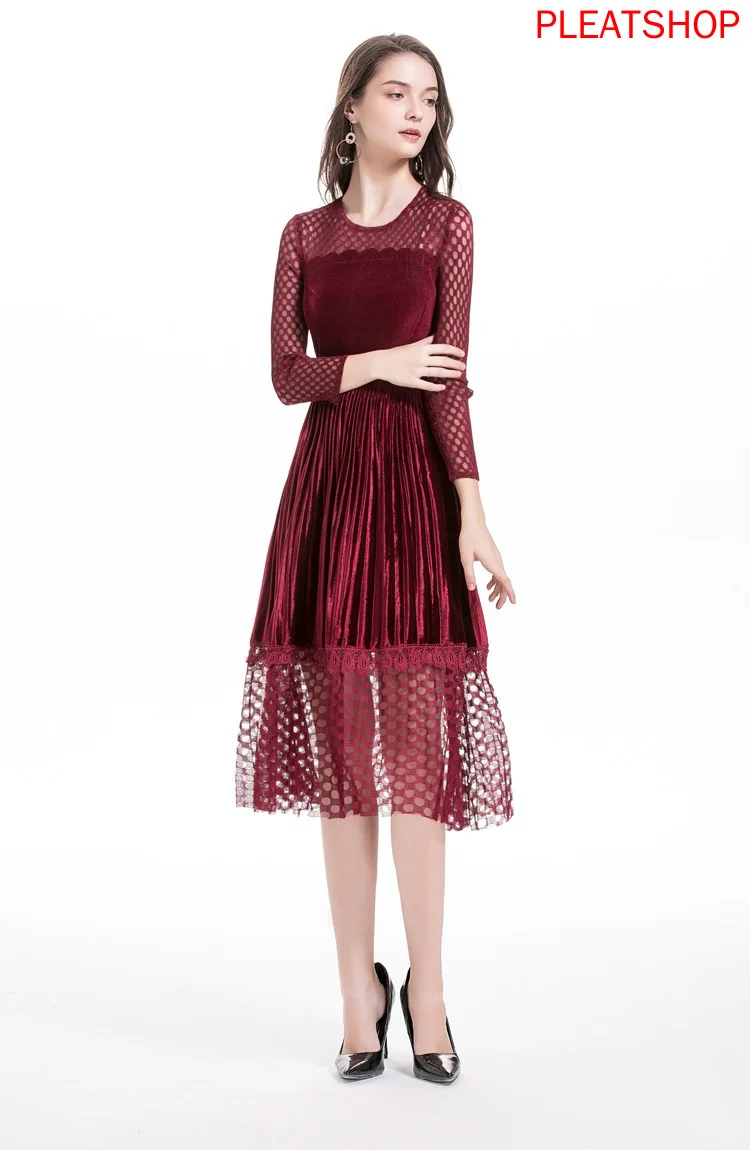 velvet mid length dress