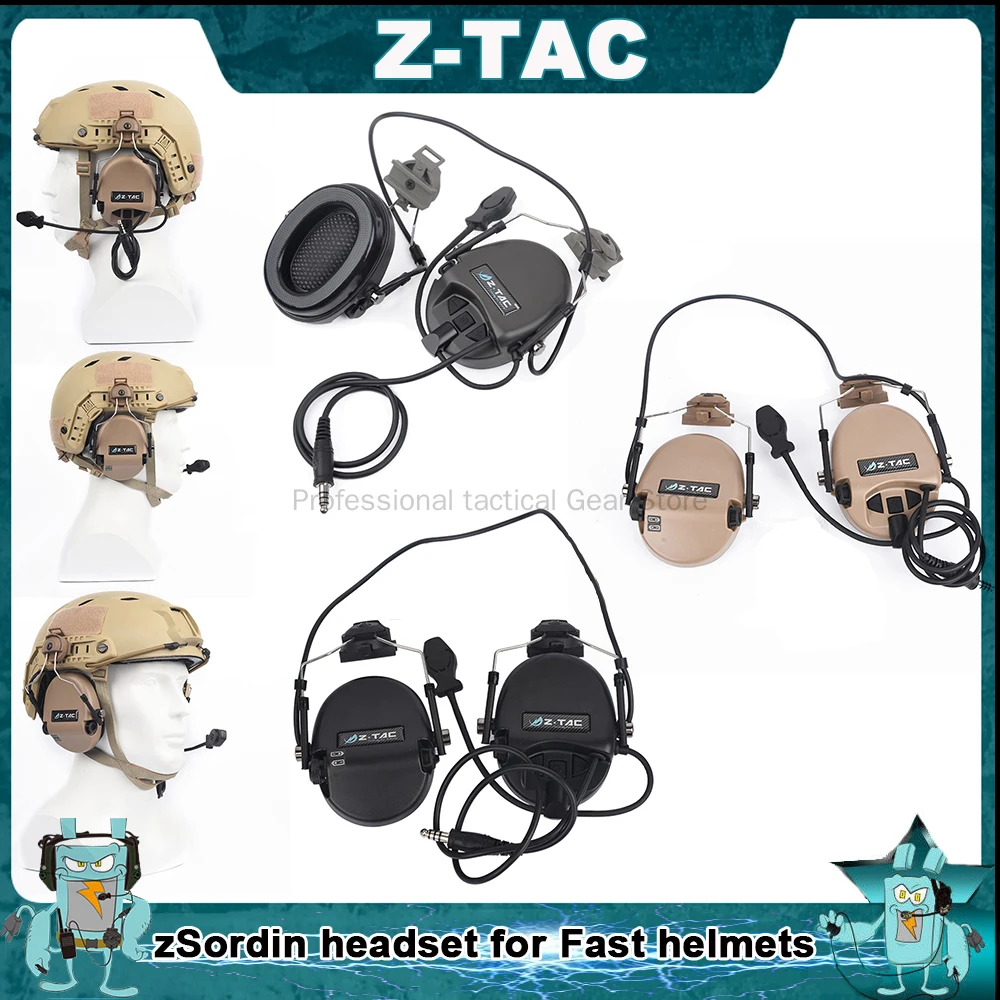 

Z-TAC zTactical Anti-Noise zSordin Headphone zPeltor Aviation Earphone with FAST Helmet Rail Adapter Set Softair Headset For AEG