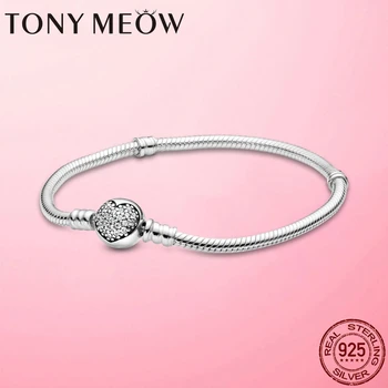 

Hot Sale Heart Clasp Snake Chain Bracelet 925 Sterling Silver Heart Snake Chain Women Bracelet For Women Fine Jewelry Gift