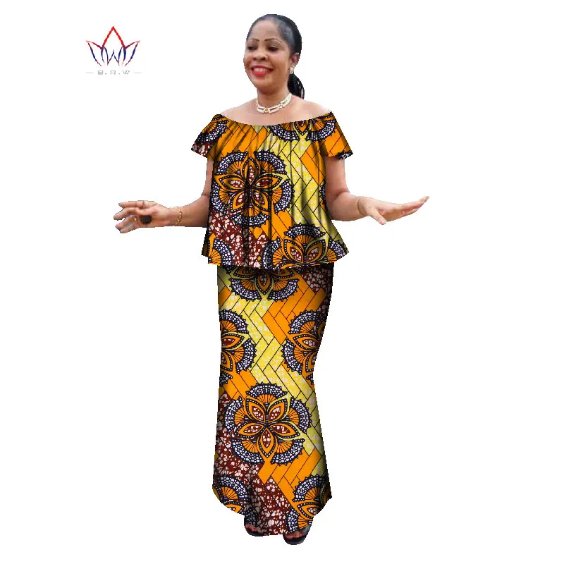 Женский костюм с юбкой и круглым вырезом коротким рукавом|traditional african clothing|african