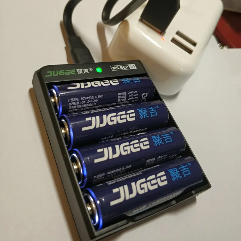 Jugee 4 шт. 1 5 в 3000 МВтч AA литий полимерный ионный аккумулятор + USB зарядное