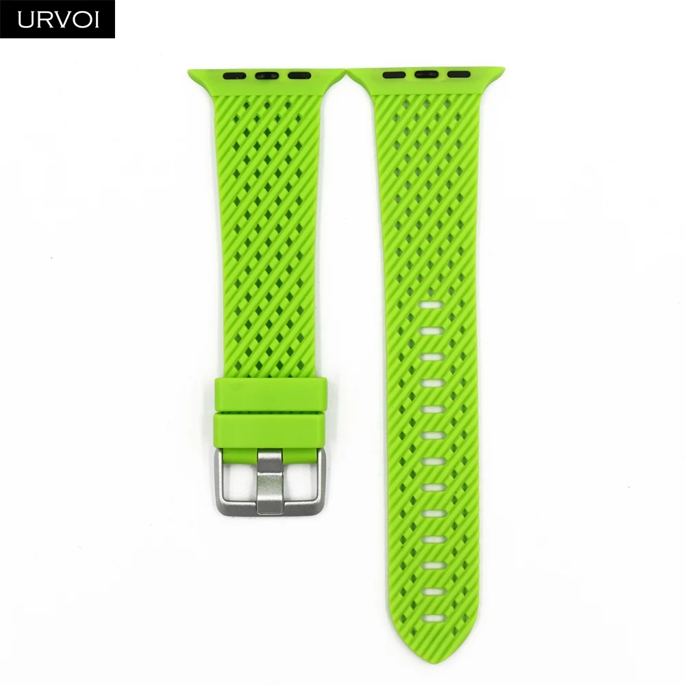 Спортивный ремешок URVOI для Apple Watch series 5 4 3 2 1 Мягкий TPE ремешок для iWatch наручные часы с дышащим дизайном 38 40 42 44 мм - Цвет ремешка: Green